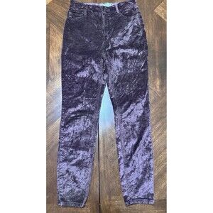 Women's FREE PEOPLE Size 27 Crushed Velvet Skinny Straight Chocolate Brown Pants